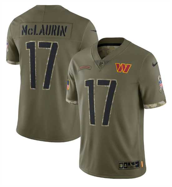 Men's Washington Commanders #17 Terry McLaurin 2022 Olive Salute To Service Limited Stitched Jersey Dyin